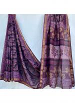 Maheshwari Silk Purple Traditional Wear Block Printed Saree